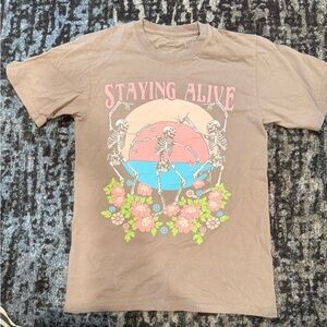 Grey Graphic Tee - Staying Alive
